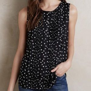 Anthropologie Dolan Left Coast Jules Bird Print Sleeveless Pintuck Blouse